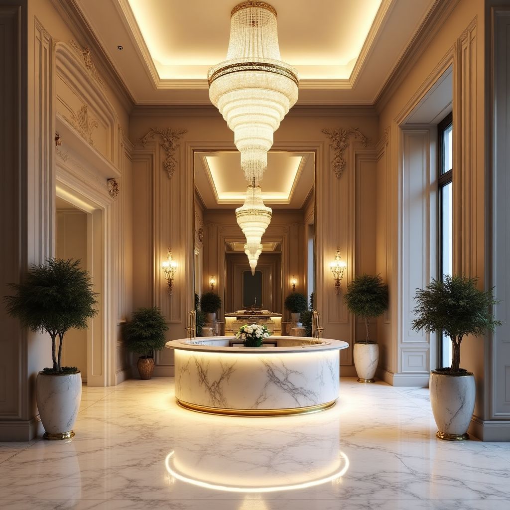 Concierge français élégant dans hall d'hôtel